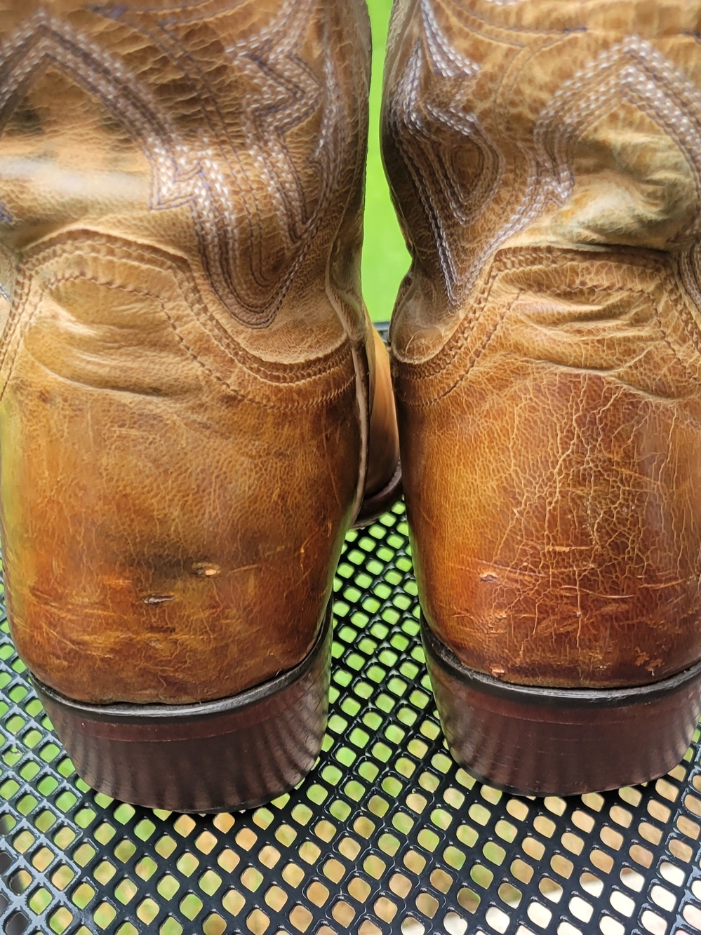 Lucchese Tan Mad Dog Goat Leather Dallas Cowboy Edition Cowboy Boots - Picture 4 of 6